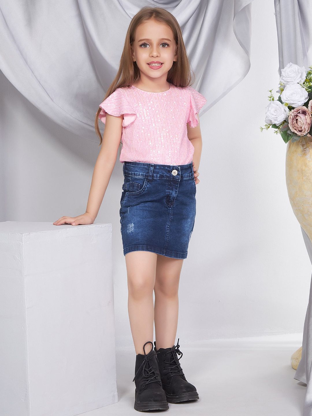 Buy Peppermint Girls Pure Cotton Pencil Midi Skirt - Skirts for