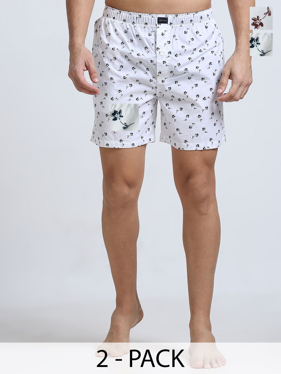 URBARO Pack Of 2 Printed Pure Cotton Boxers 23UBX3435