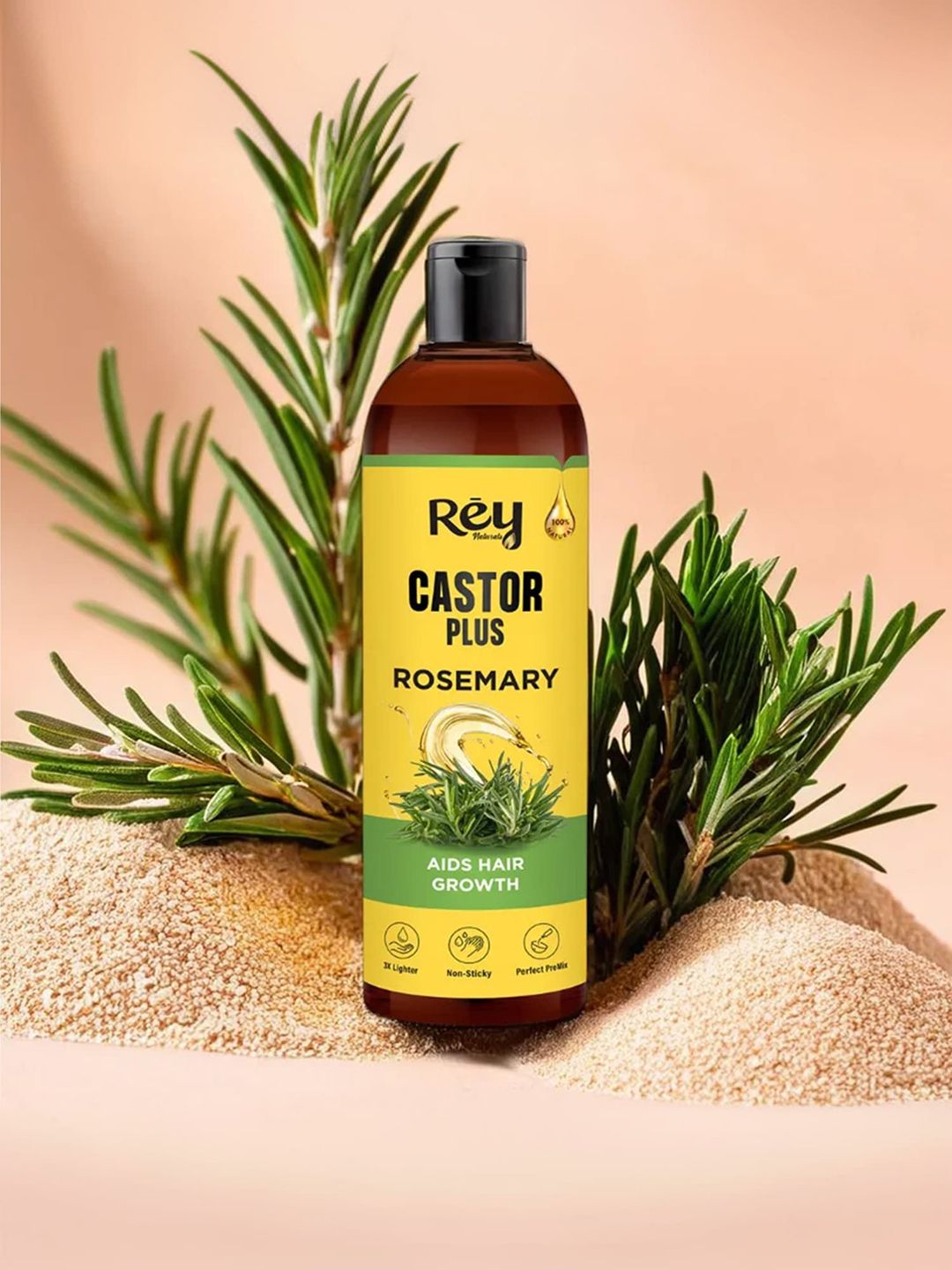 Rey Naturals Castor Plus Rosemary Oil - 200ml