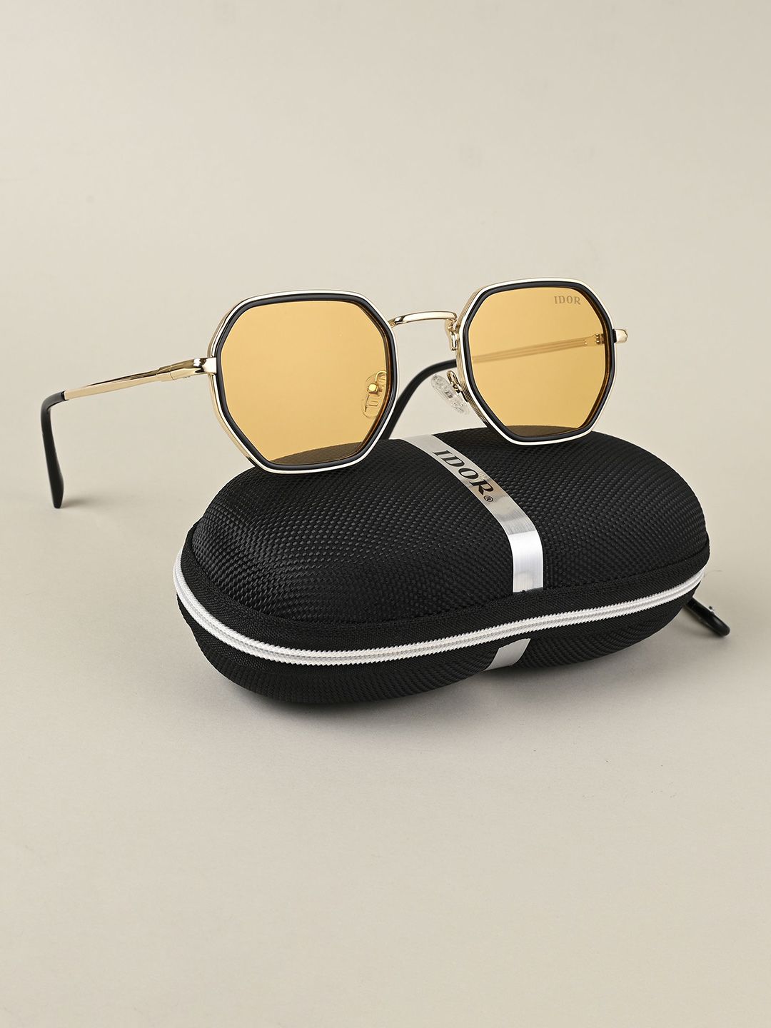 IDOR Unisex Round Sunglasses with UV Protected Lens ID-3410-YLW