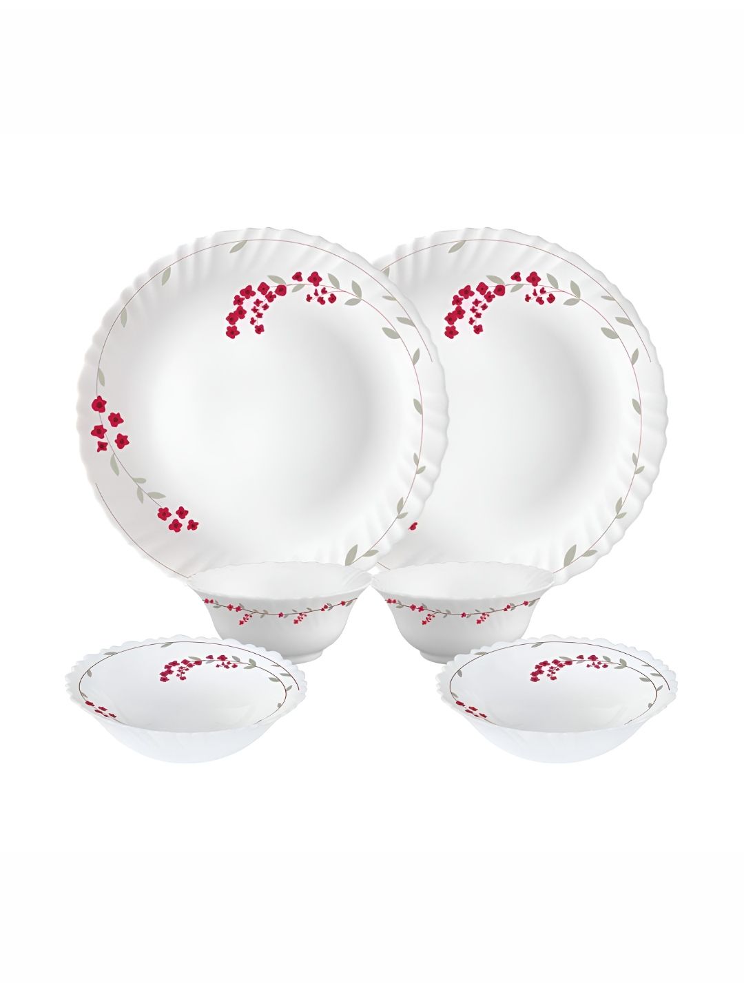Larah by BOROSIL Fluted 6Pcs White Opalware Crocker Dinner Set