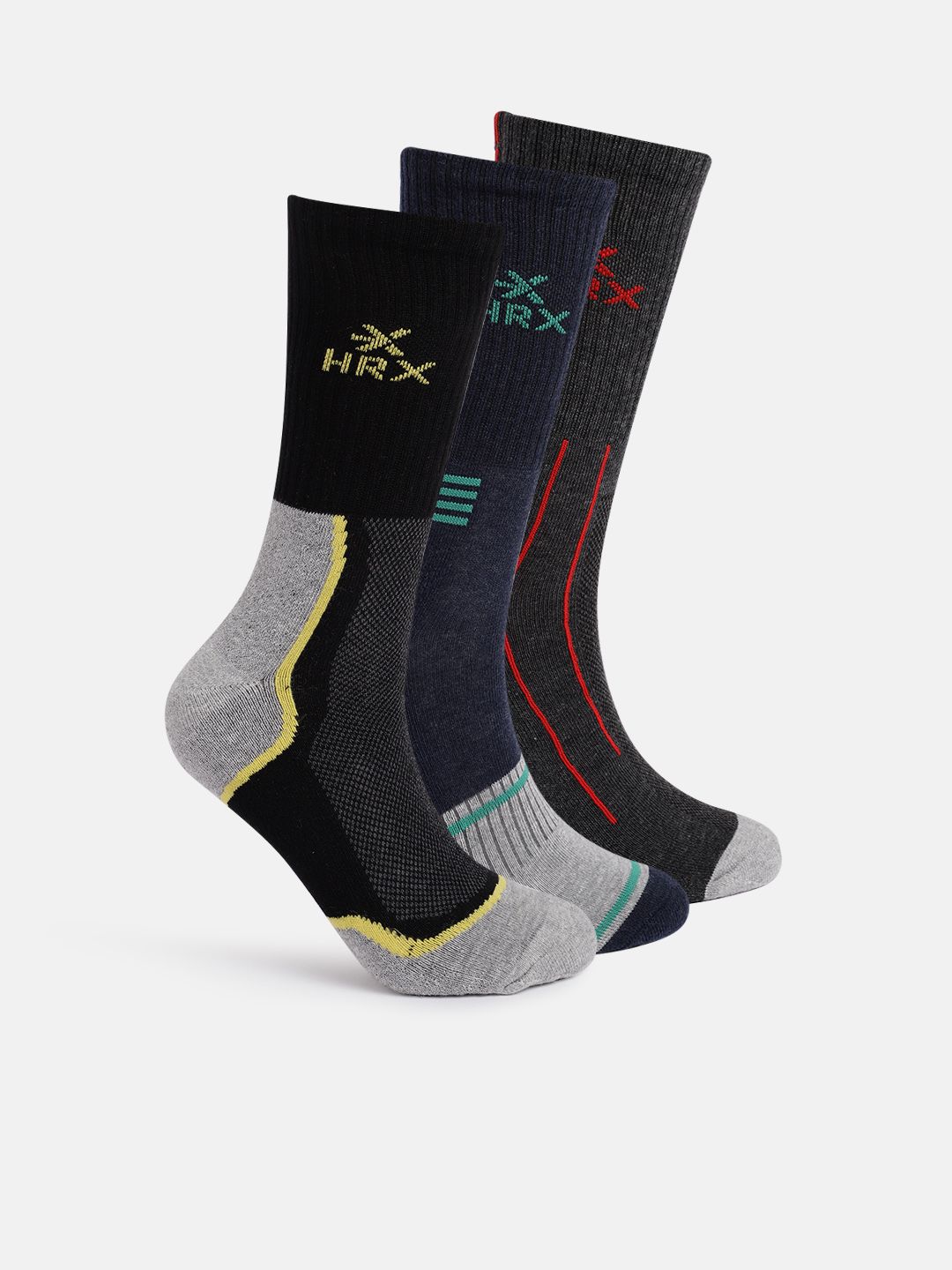 HRX by Hrithik Roshan Men Pack Of 3 Calf Length Socks