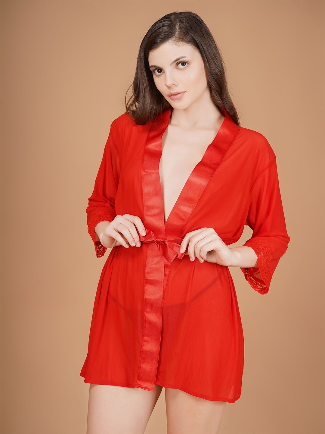 Shararat Overall Net & Satin Lace Robe