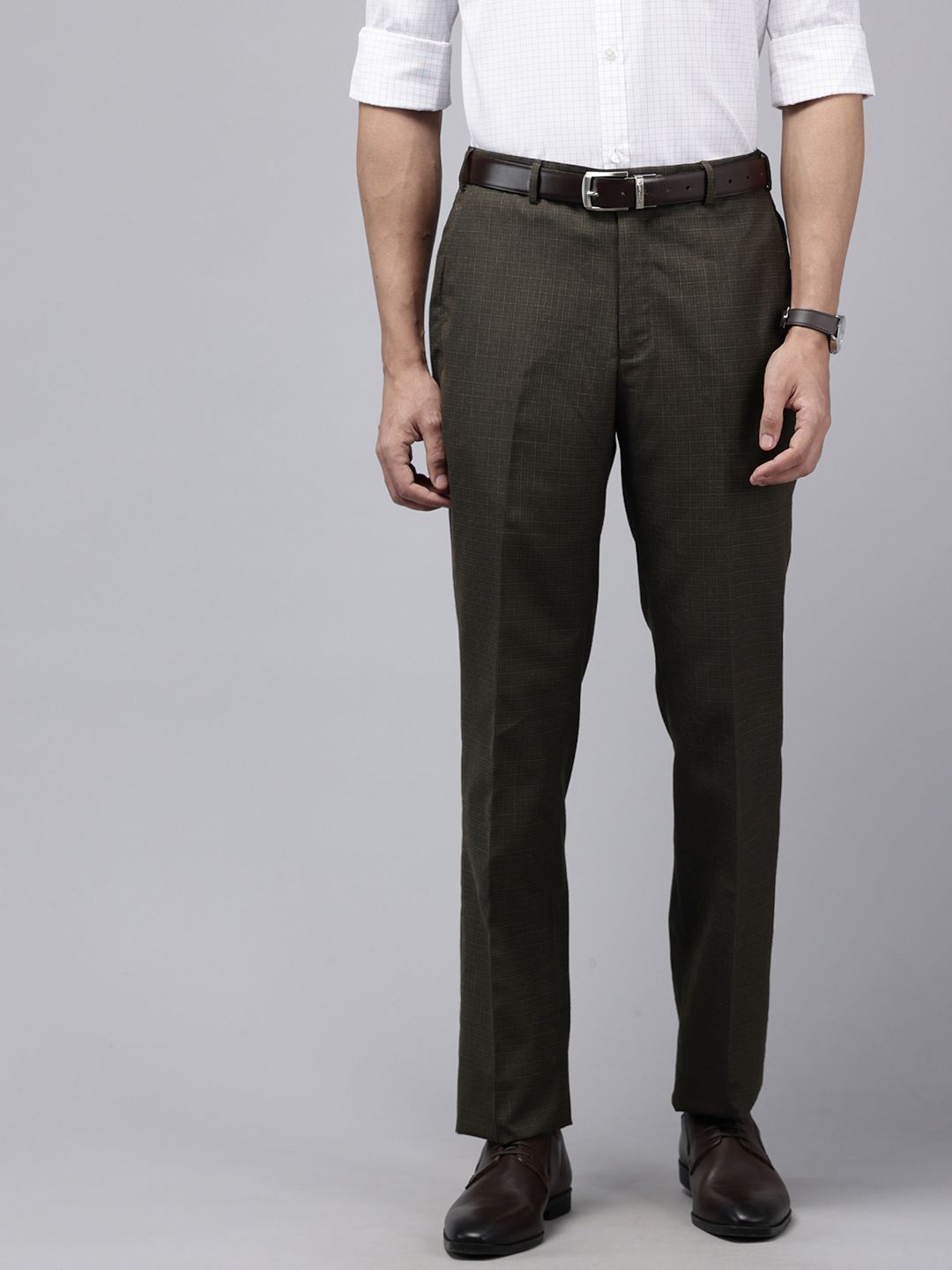 Park Avenue Men Checked Formal Trousers