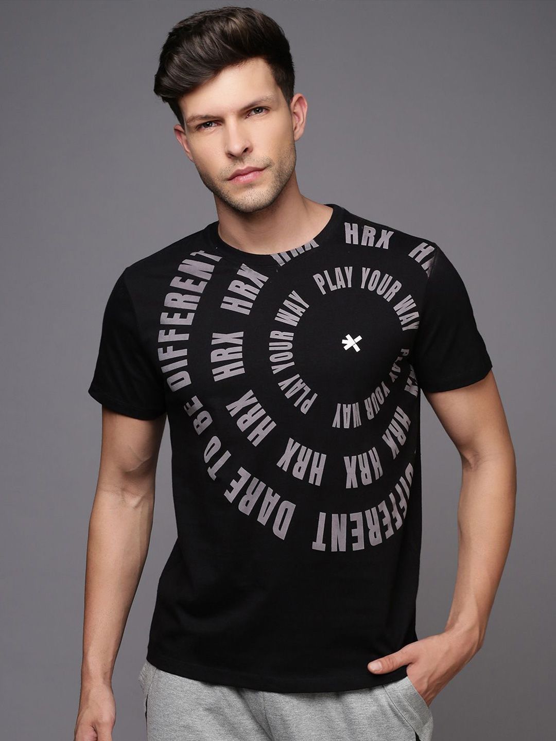 HRX by Hrithik Roshan Men Typography Printed Round Neck T-shirt