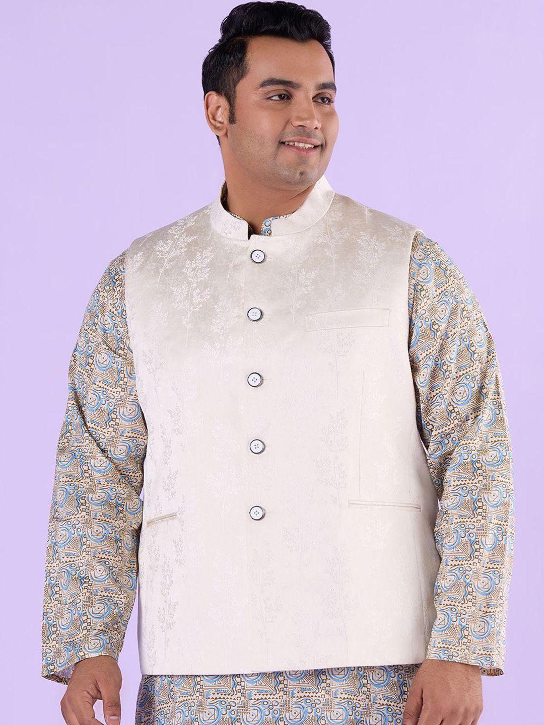 Big Hello - The Plus Life Men Woven Design Nehru Jacket