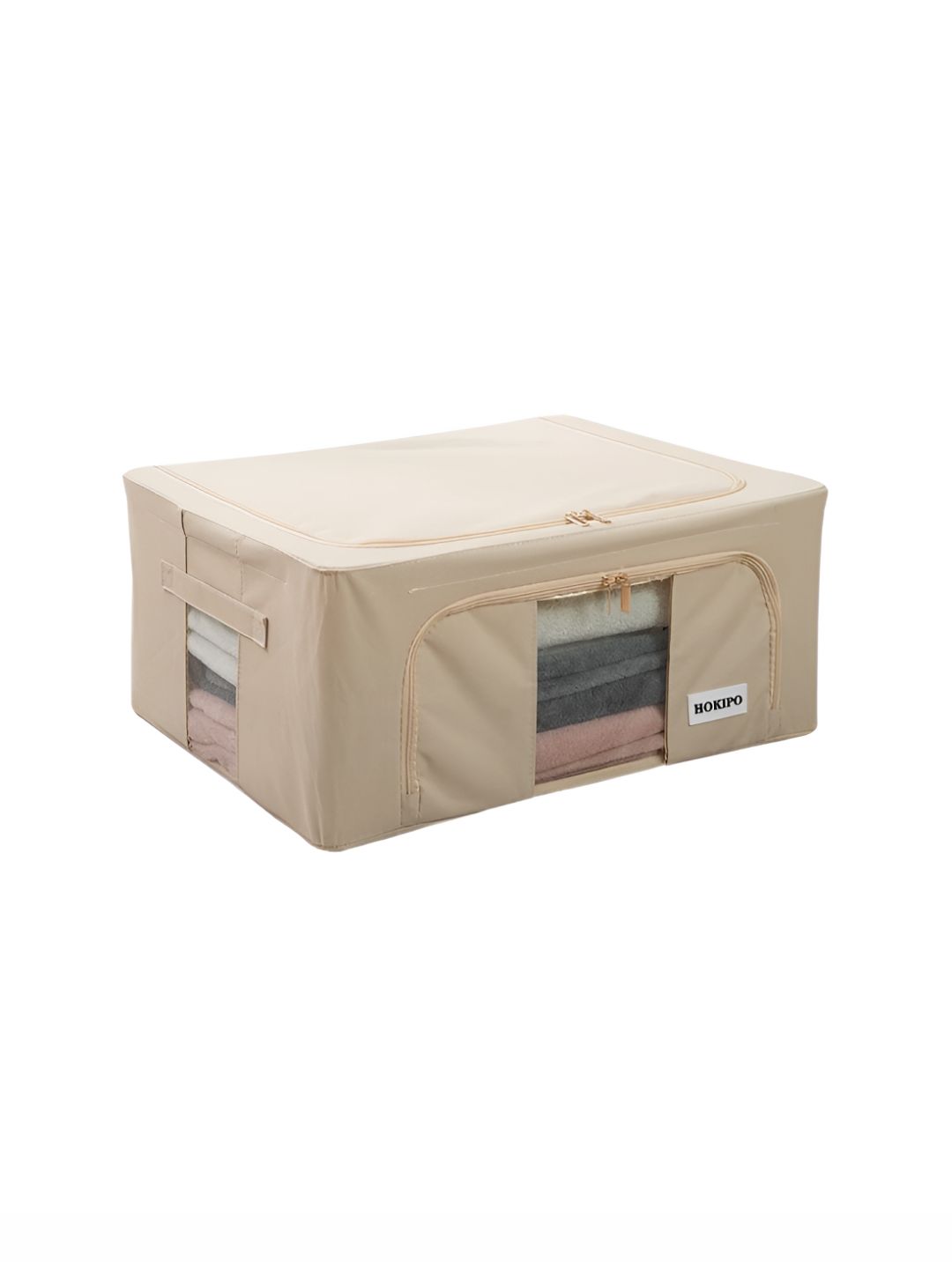 HOKIPO Beige Set of 1 Multi-Utility Foldable Storage Box Organizers