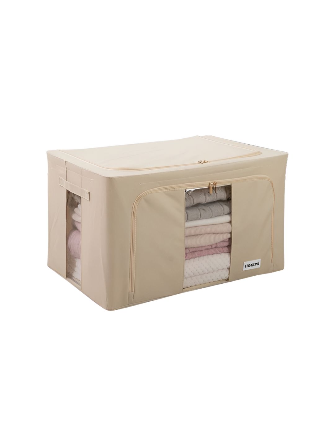 HOKIPO Beige Set of 1 Multi-Utility Foldable Storage Box Organizers