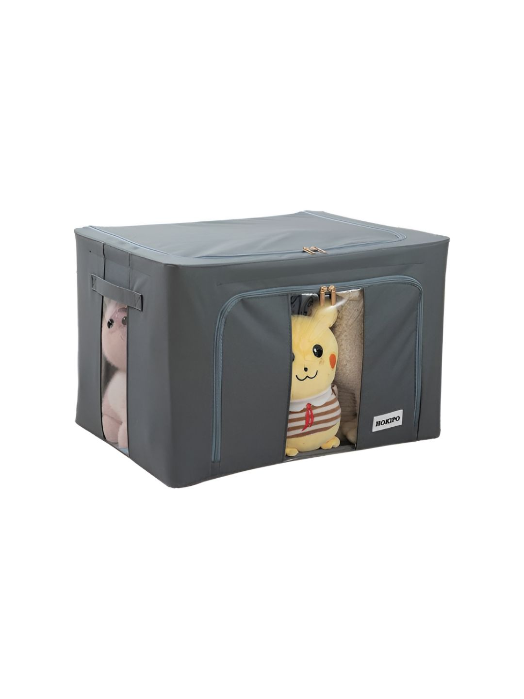 HOKIPO Grey Set of 1 Multi-Utility Foldable Storage Box Organizers