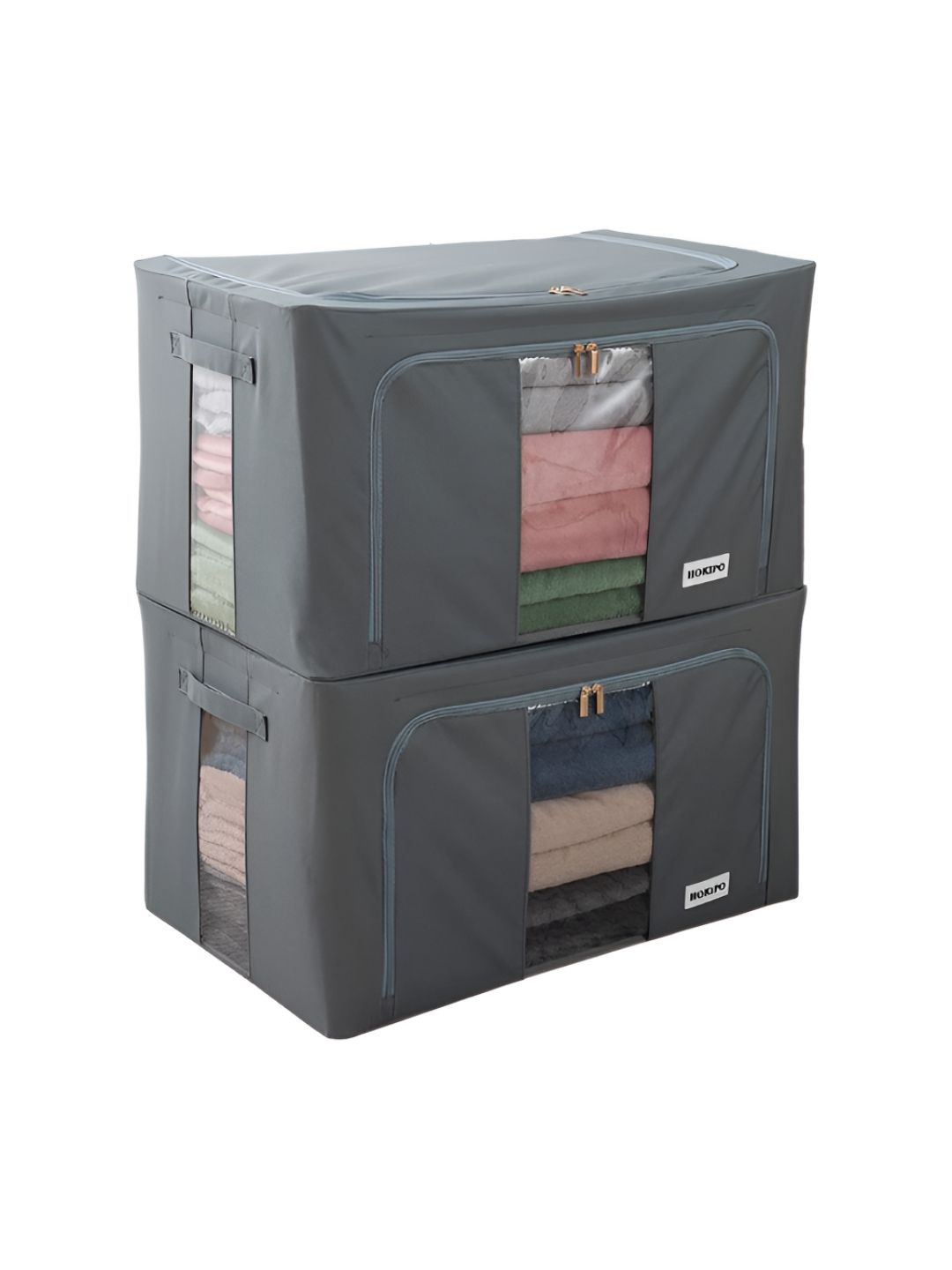 HOKIPO Grey Set of 2 Regular  Lingerie Organizers