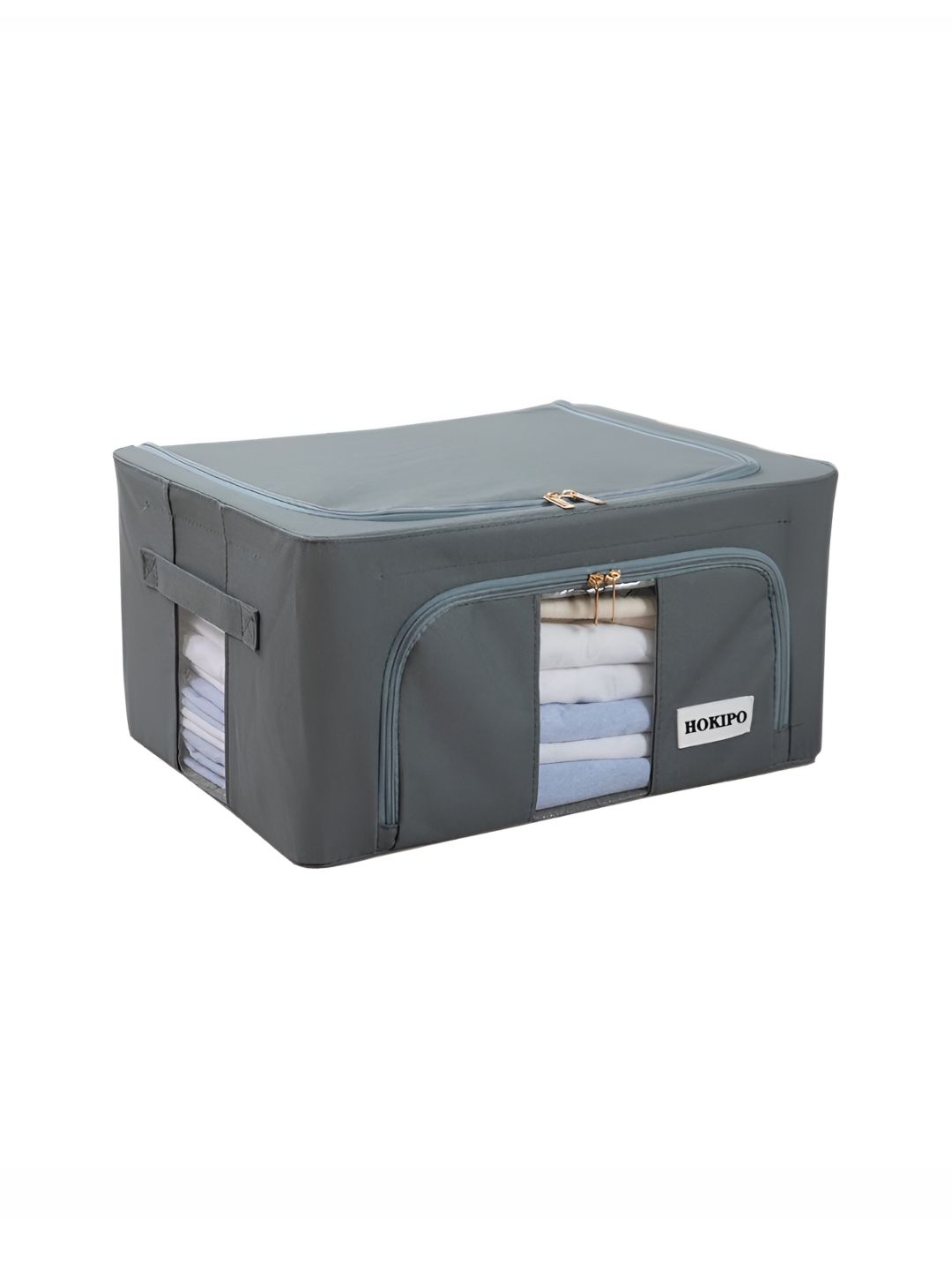 HOKIPO Grey Set of 1 Multi-Utility Foldable Storage Box Organizers