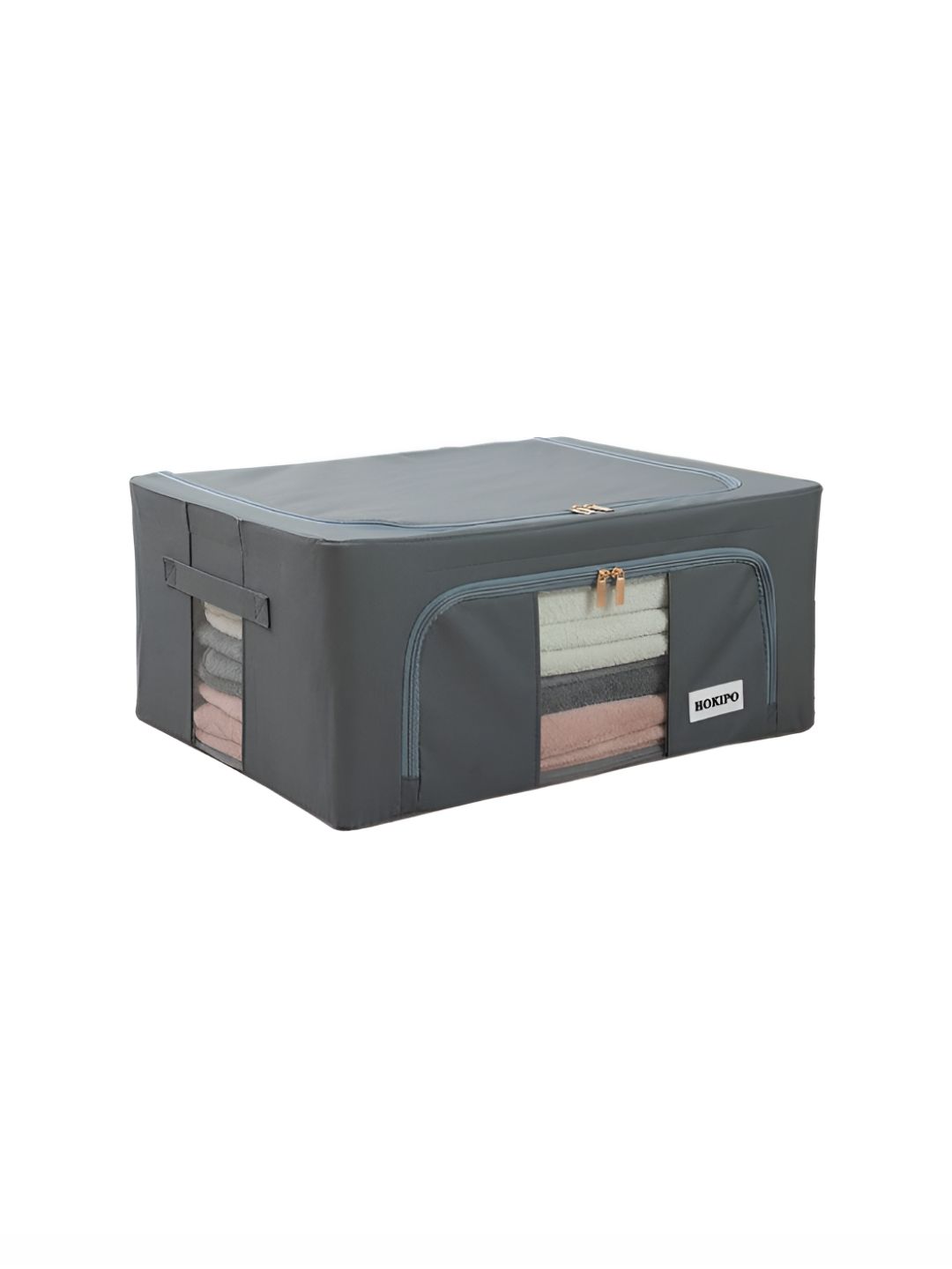 HOKIPO Grey Set of 1 Multi-Utility Foldable Storage Box Organizers