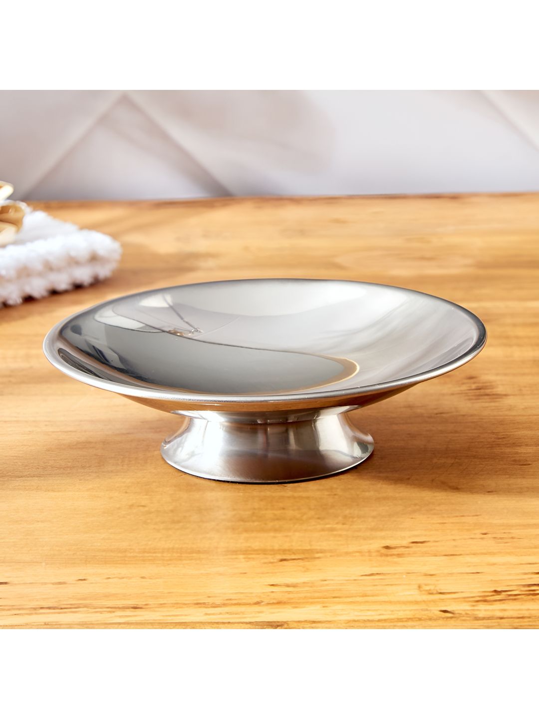 Home Centre Silver-Toned Solid Metal Soap Dish