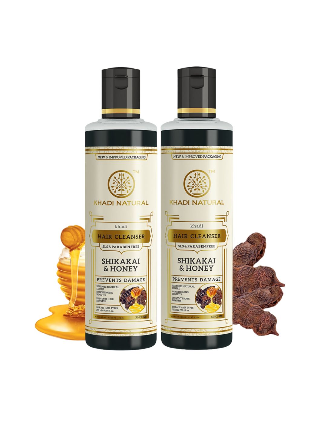 Khadi Natural Set Of 2 Shikakai & Honey Hair Cleanser - 210ml Each