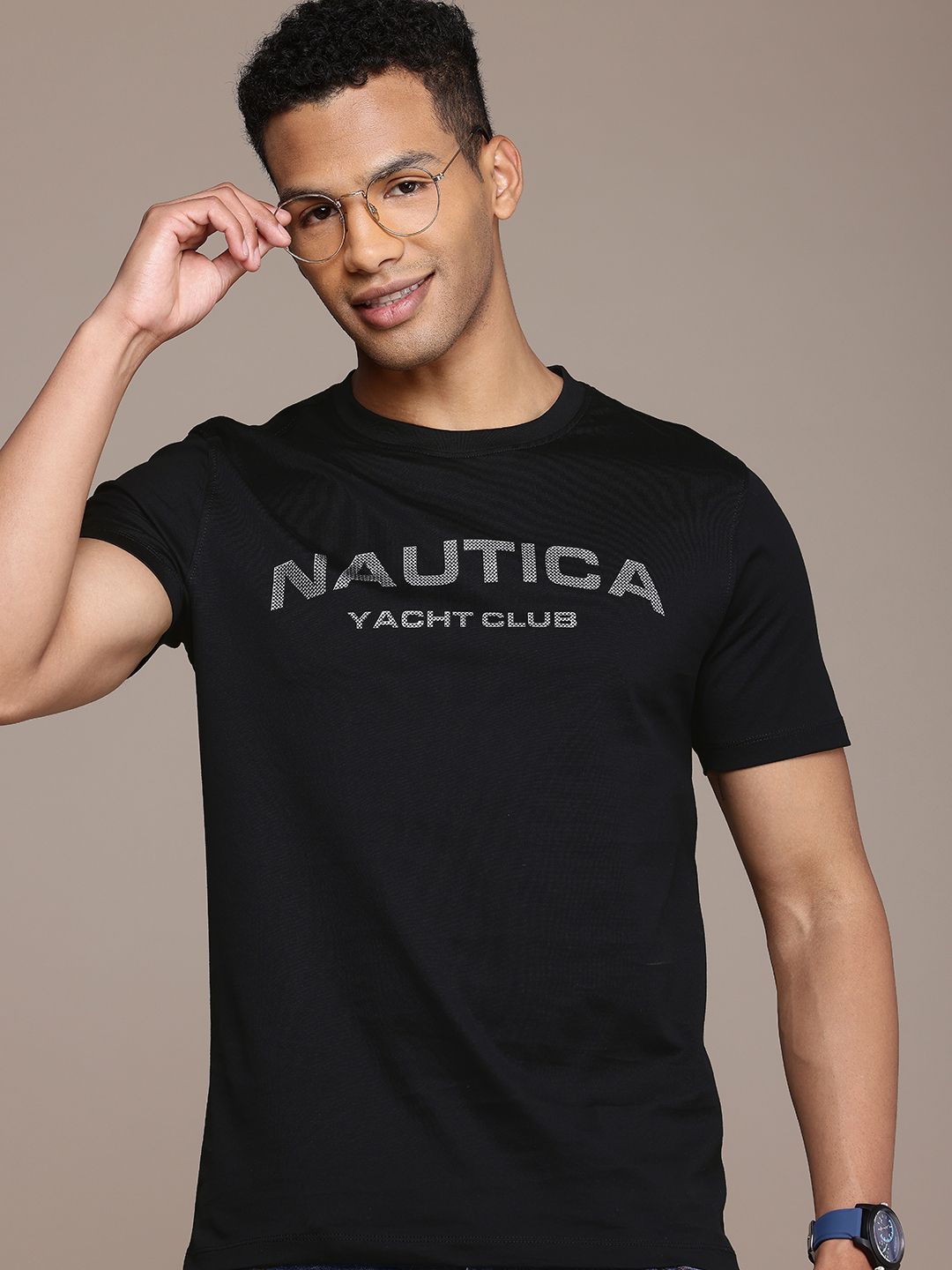 Buy Nautica Brand Logo Printed Pure Cotton T-shirt - Tshirts for