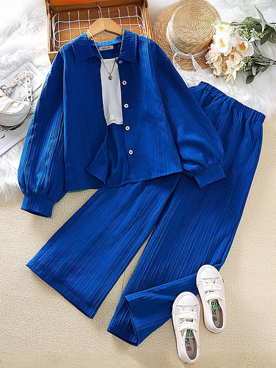INCLUD Girls Solid Shirt with Trousers