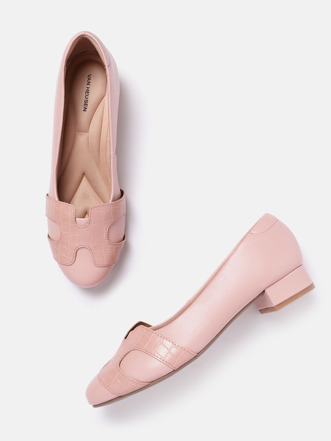 Van Heusen Women Solid Ballerinas With Croc Textured Detail