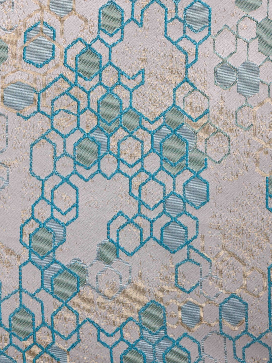 Ariana Turquoise Blue & White Geometric Room Darkening Window Curtain