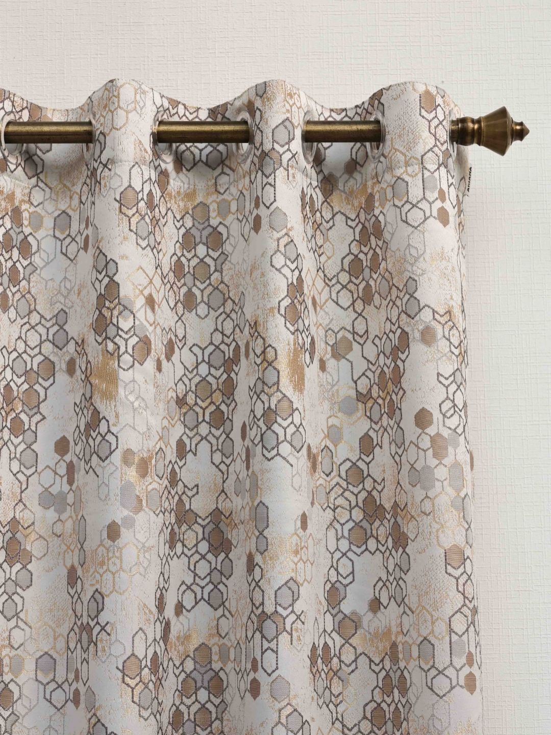 Ariana Grey & White Geometric Room Darkening Window Curtain