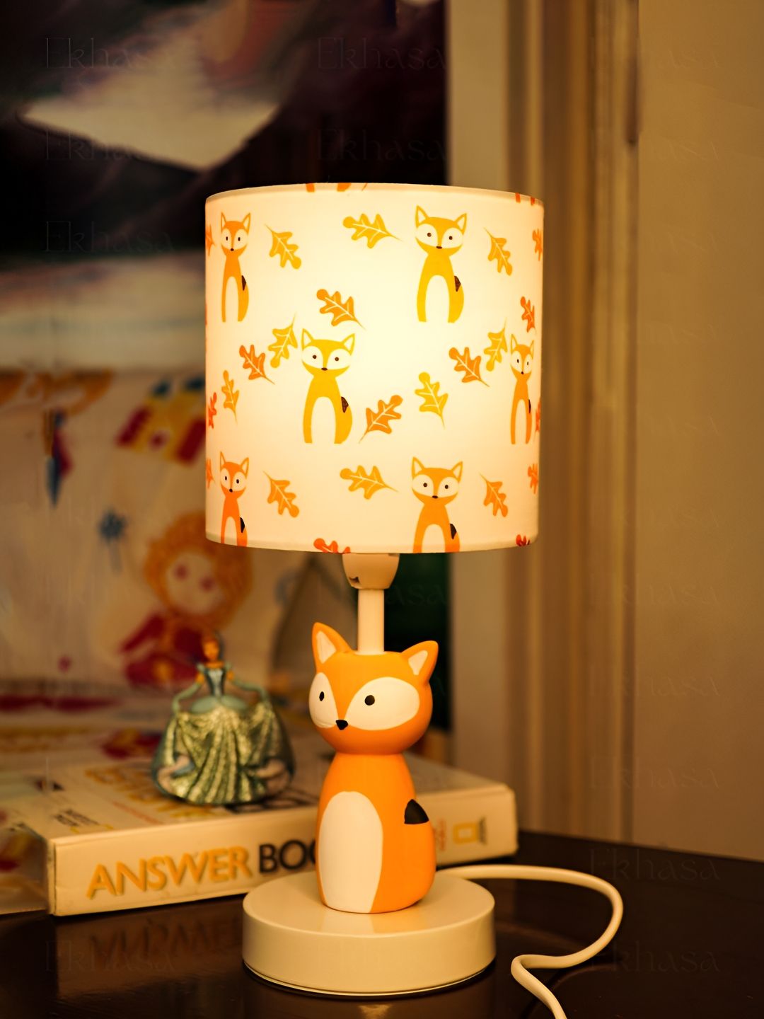 Ekhasa Orange & White Printed Ceramic Contemporary Cylindrical Shaped Table Lamp deal from myntra Ekhasa Orange & White Printed Ceramic Contemporary Cylindrical Shaped Table Lamp deal from myntra