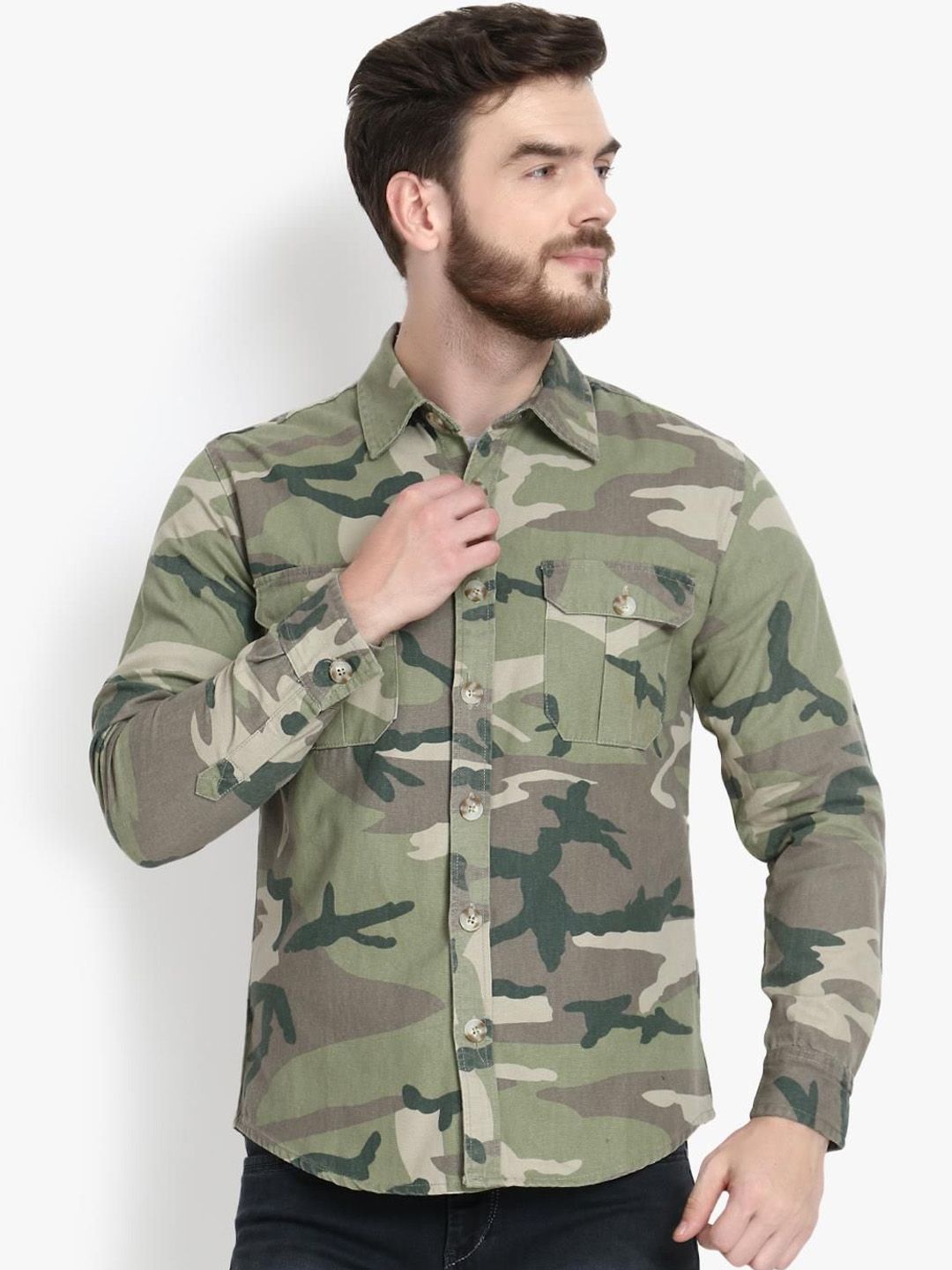 Kotty Men Camouflage Crop Outdoor Denim Jacket