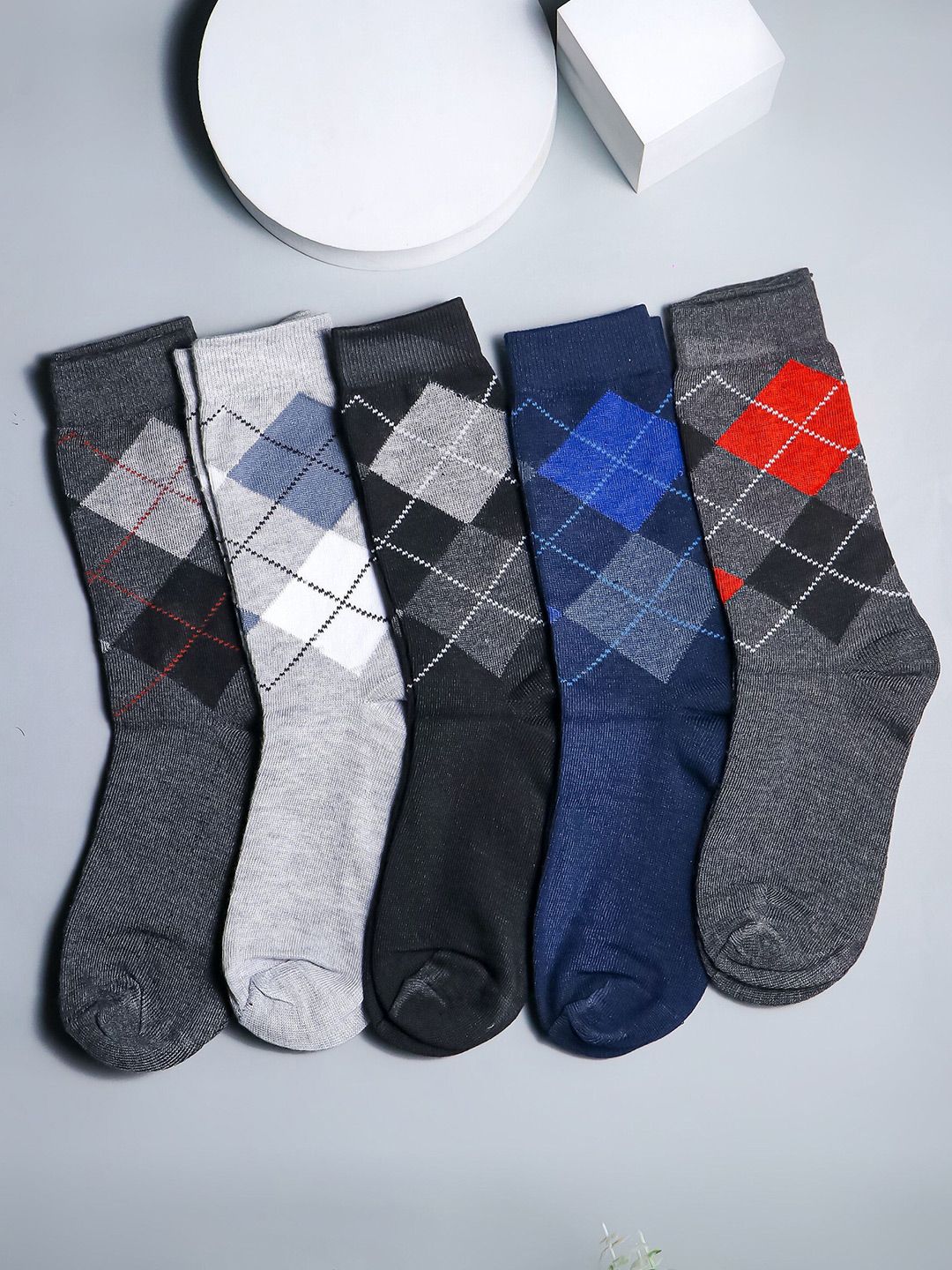 Brauch Men Pack Of 5 Assorted Cotton Above Ankle-Length Socks