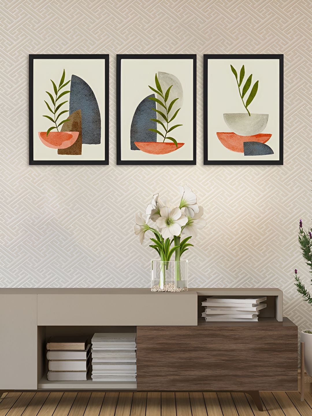 Giftii Nature Theme Wood 3 Piece Wall Square Paintings Wall Art -13 x 9In