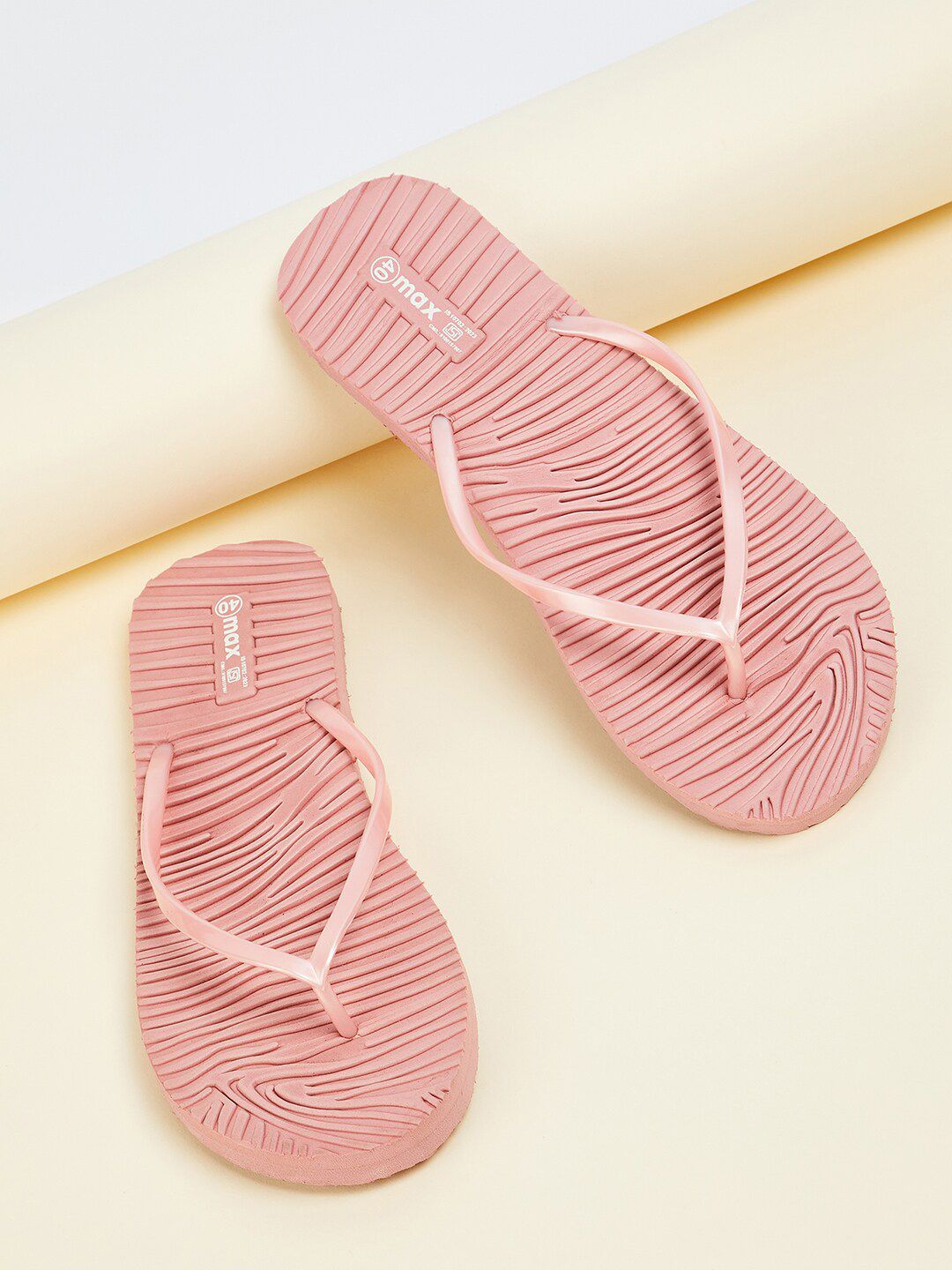 max Women Striped Thong Flip-Flops