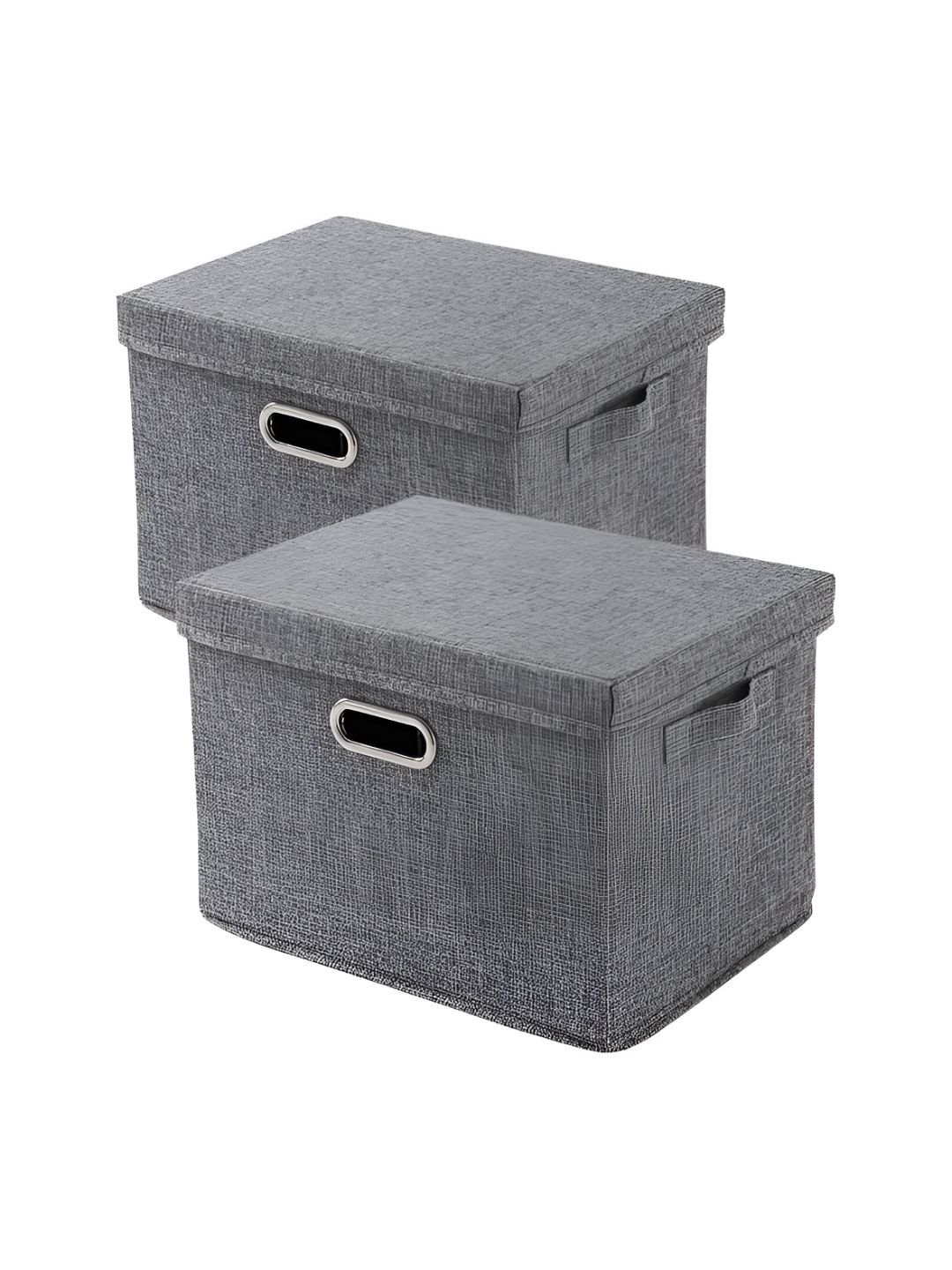 HOKIPO Grey 2 Pieces Solid Multi-Utility Organisers With Lid