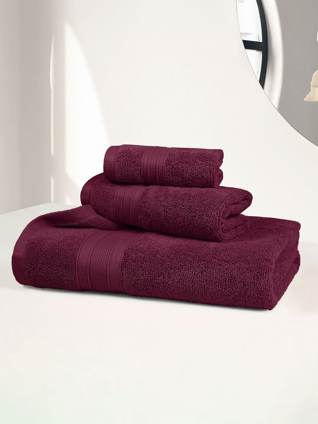 MYTRIDENT MYTRIDENT Soft Comfort Red 3 Pieces Pure Cotton 500 GSM Towel Set