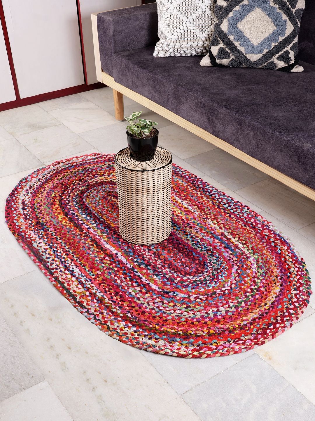 Decazone Brown & Red Cotton Carpet