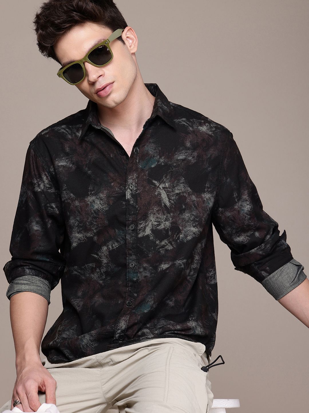 WROGN WROGN Comfort Fit Abstract Opaque Printed Casual Shirt