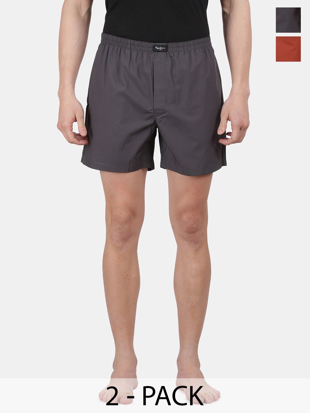 Pepe Jeans Pack Of 2 Pure Cotton Boxers CLLB02-02-Grey-Rust