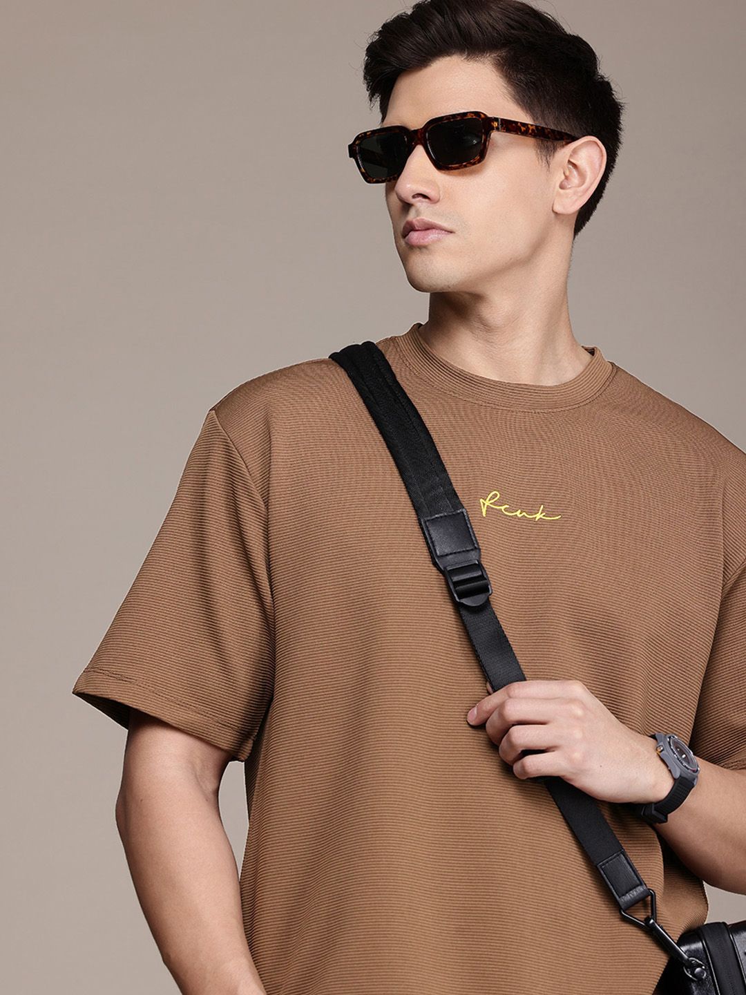 FCUK Men Premium Textured Oversized T-shirt