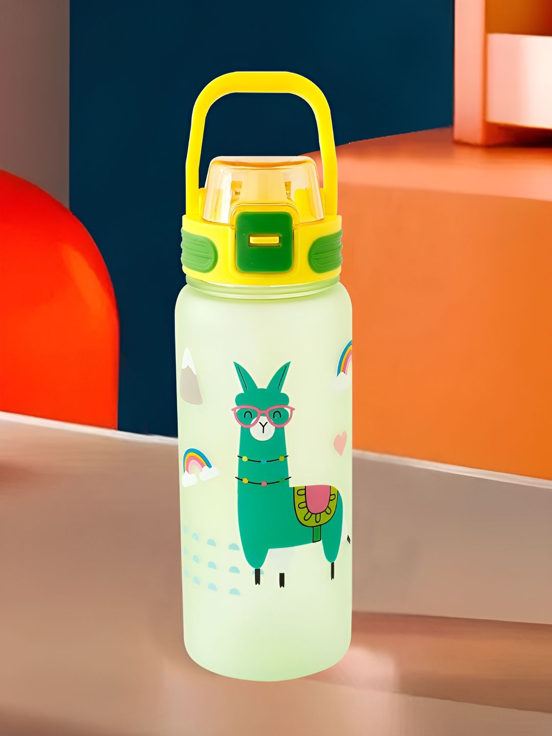 Kuber Industries Green Conversational Plastic Spill Proof Water Bottle - 800ml