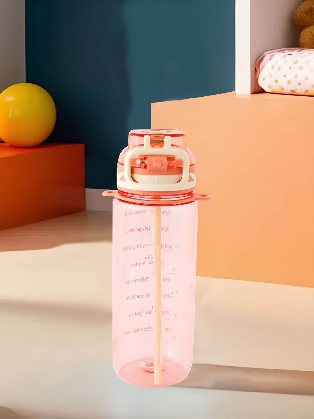 Kuber Industries Pink Typography Plastic Spill Proof Water Bottle - 720ml
