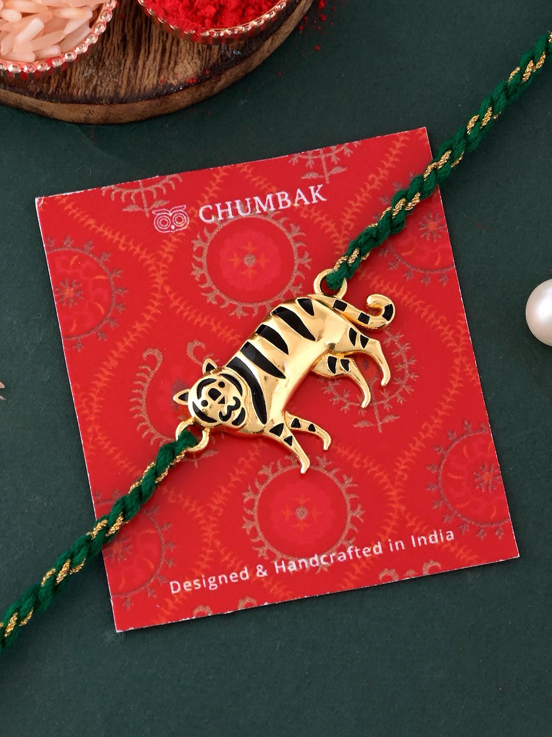 Chumbak Green Tiger Pride Brass Rakhi