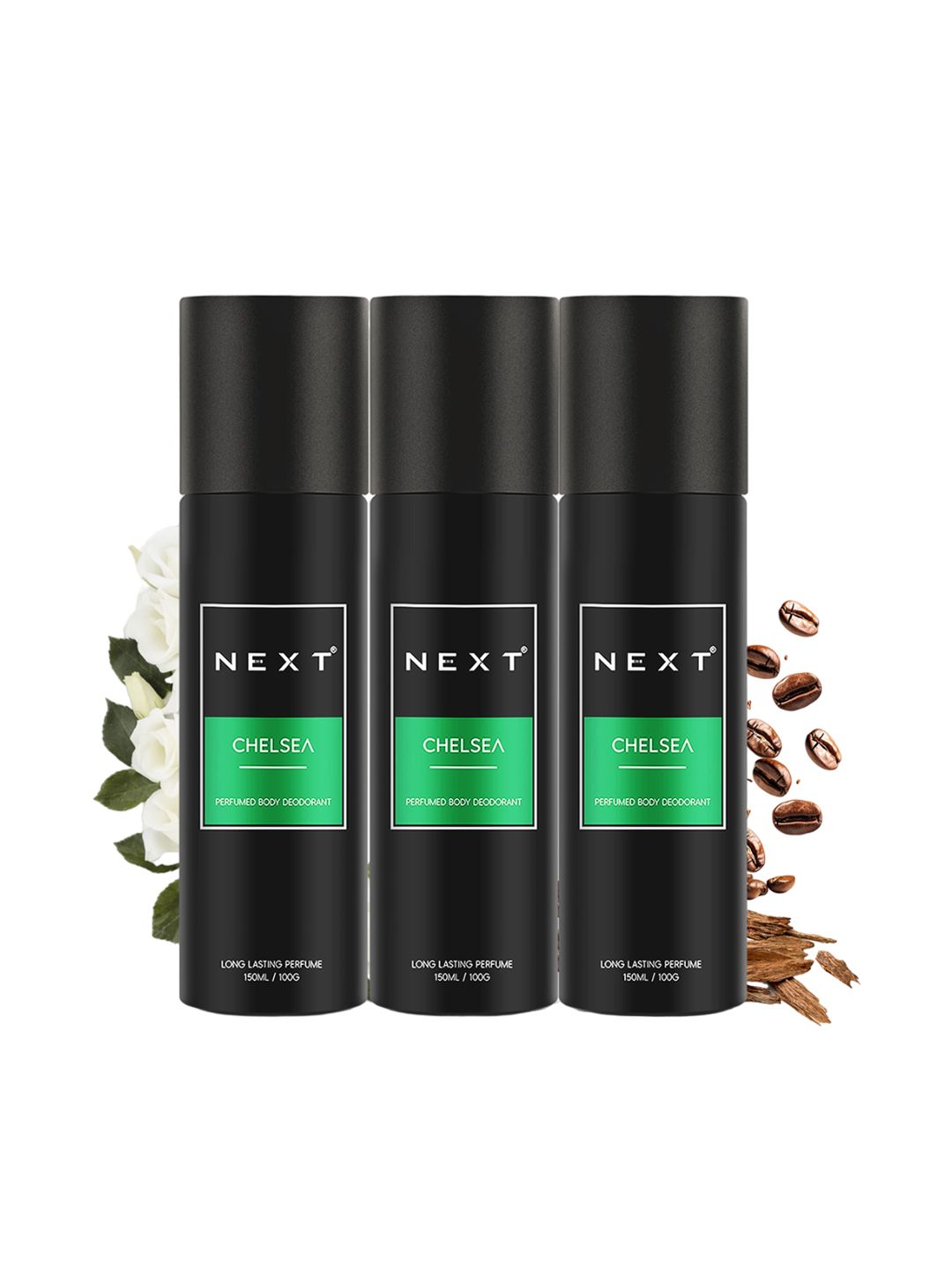 NEXT CARE Chelsea Men Set Of 3 Long Lasting Perfumed Body Deodorant - 150ml (100g)Each