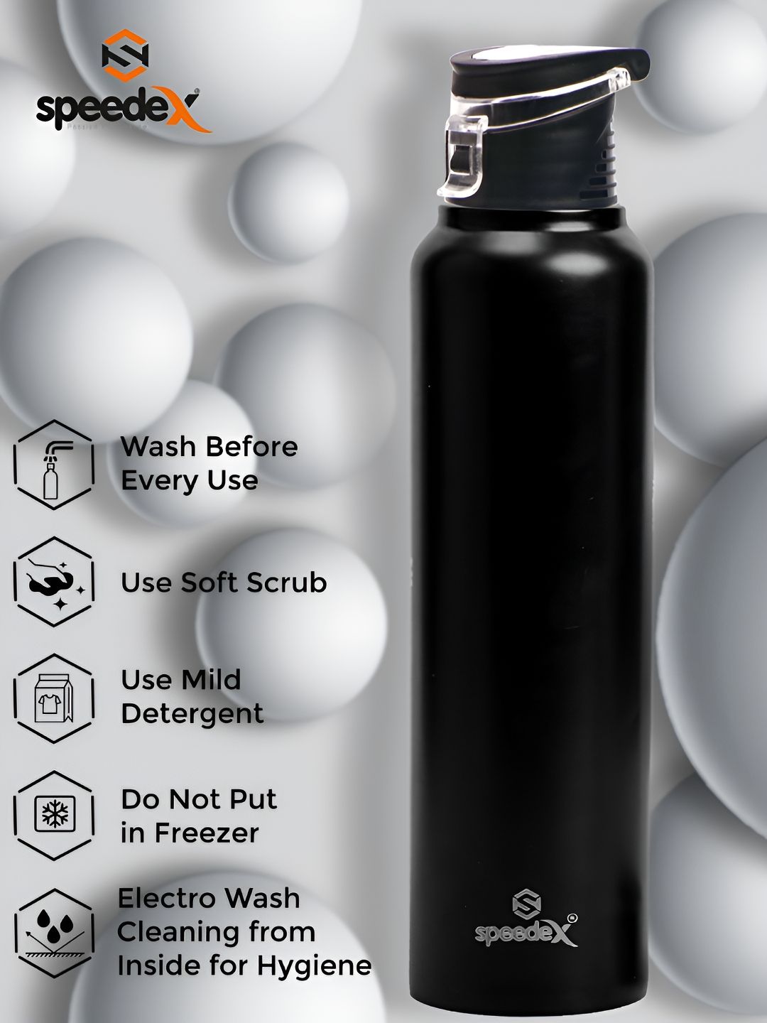 Speedex Black Brand Logo Stainless Steel Spill Proof 2 Piece Sipper - 1L