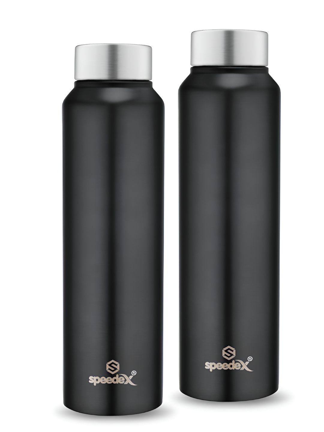 Speedex Black Brand Logo Stainless Steel Spill Proof 2 Piece Water Bottle - 1L