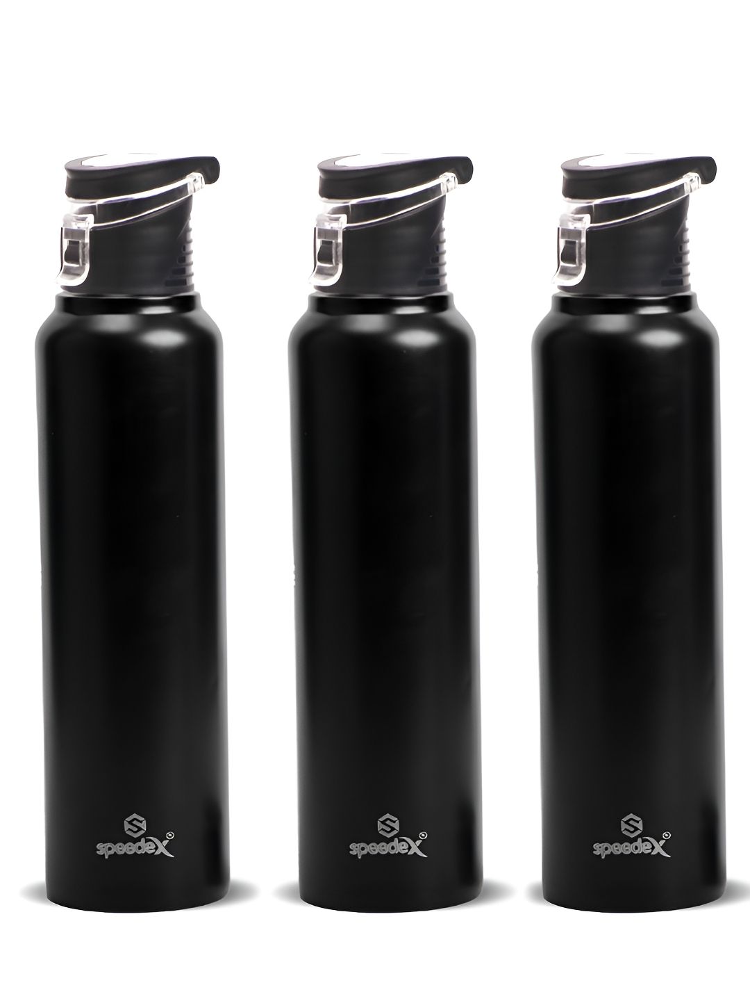 Speedex Black Brand Logo Stainless Steel Spill Proof 3 Piece Water Bottle - 1L