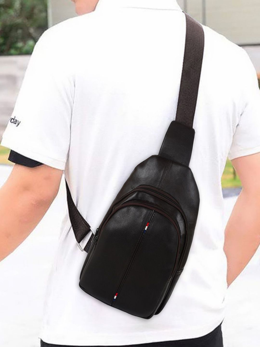 CIMONI Unisex Solid Crossbody Padded Leather Backpack