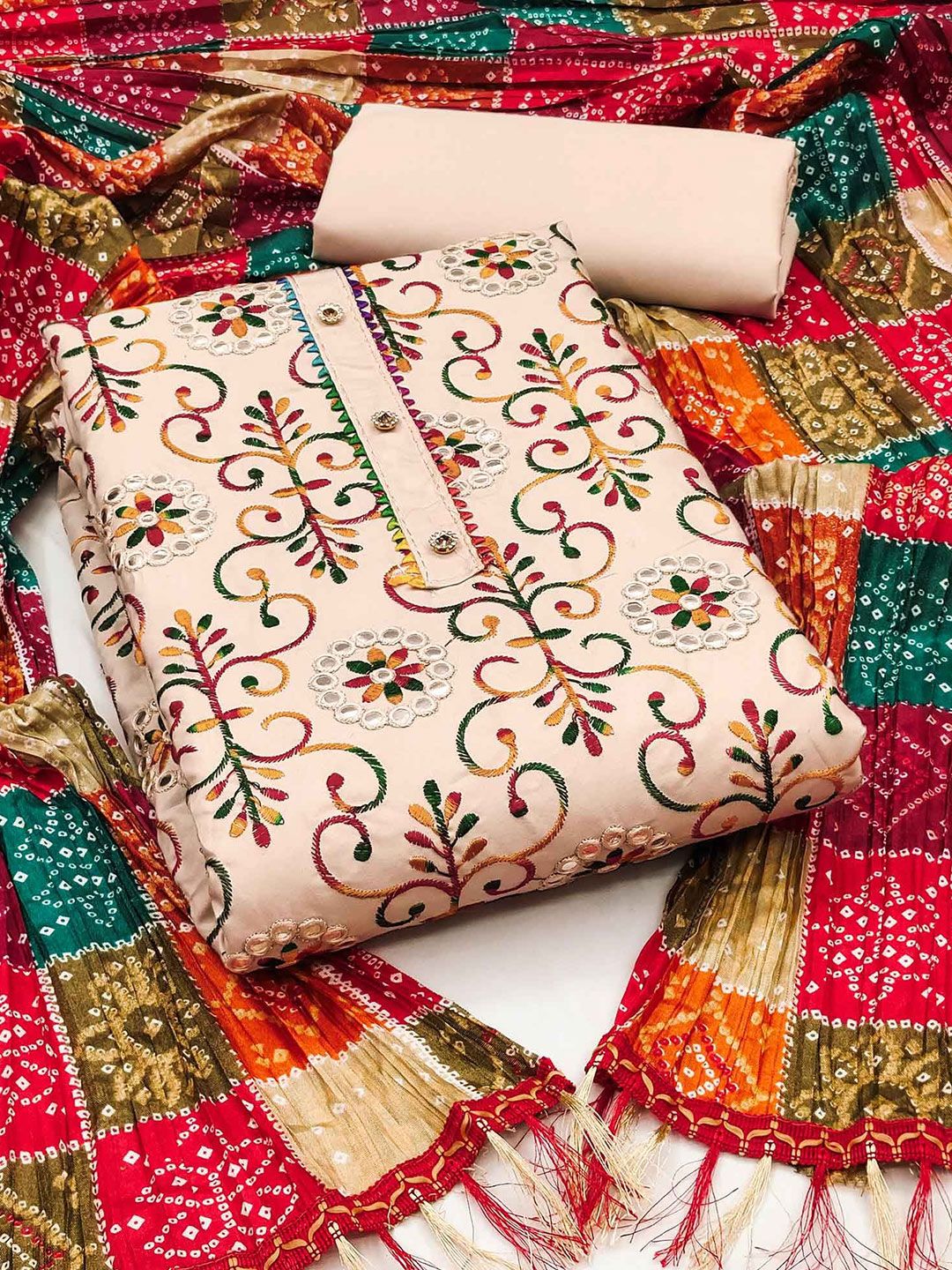 Peachmode Embroidered Unstitched Dress Material