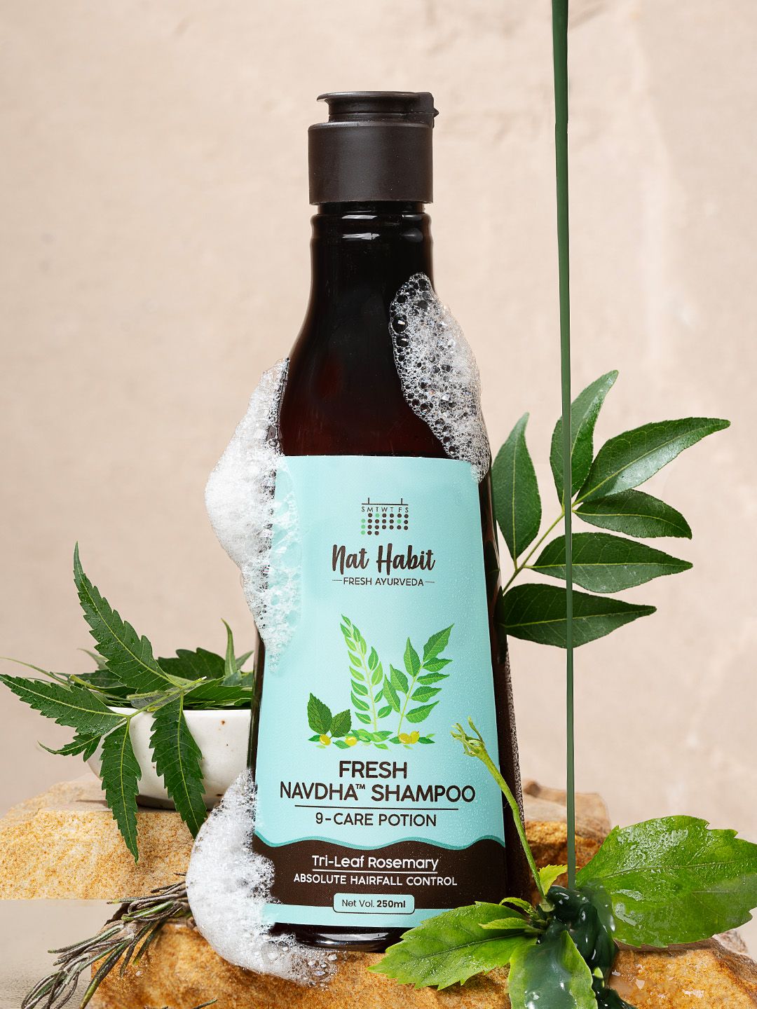 Nat Habit Tri Leaf Rosemary Fresh Navdha Shampoo for Hairfall Control - 250ml