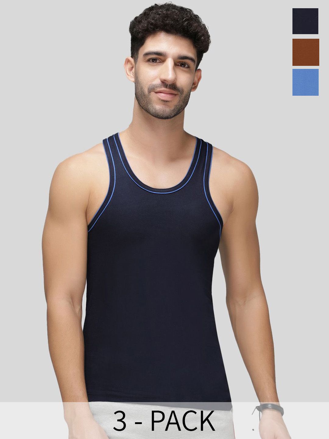 AMUL COMFY Pack of 3 Cotton Sleeveless Innerwear Vests