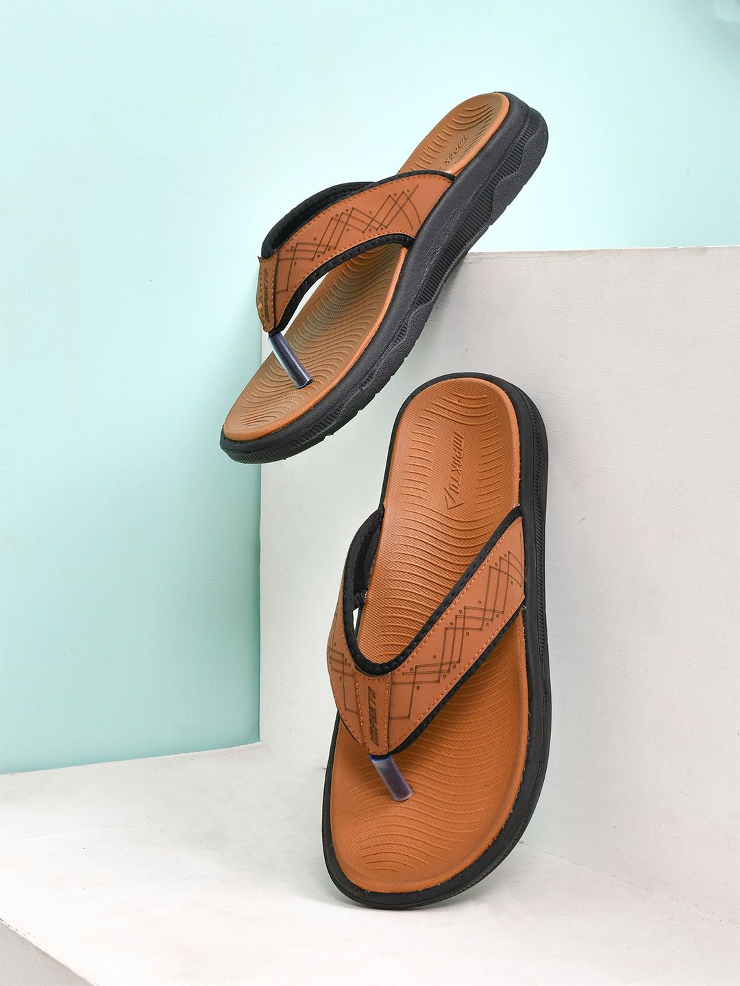 IMPAKTO Men PediPlush Thong Flip Flop & Travel Slipper with Cushion Footbed