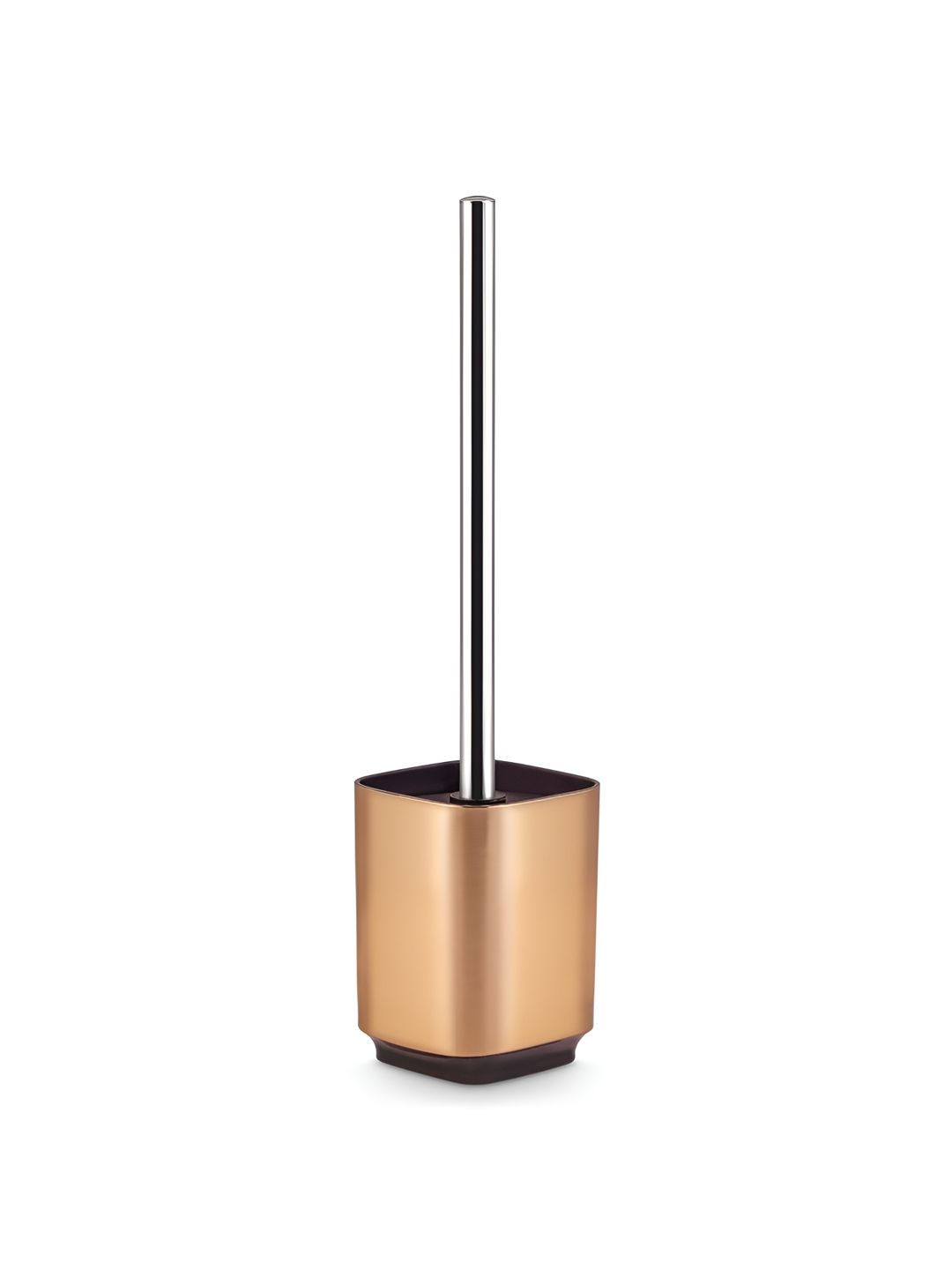 Freelance Brown & Silver-Toned Glossy Toilet Brush Holder