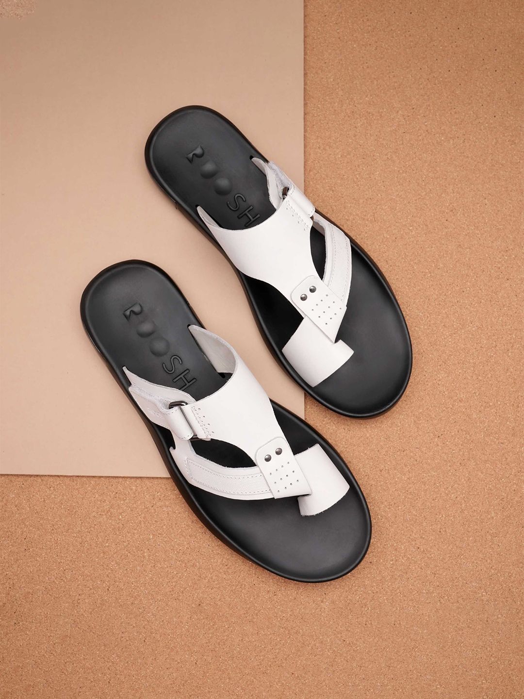 Ruosh Men Leather Slip-On Comfort Sandals