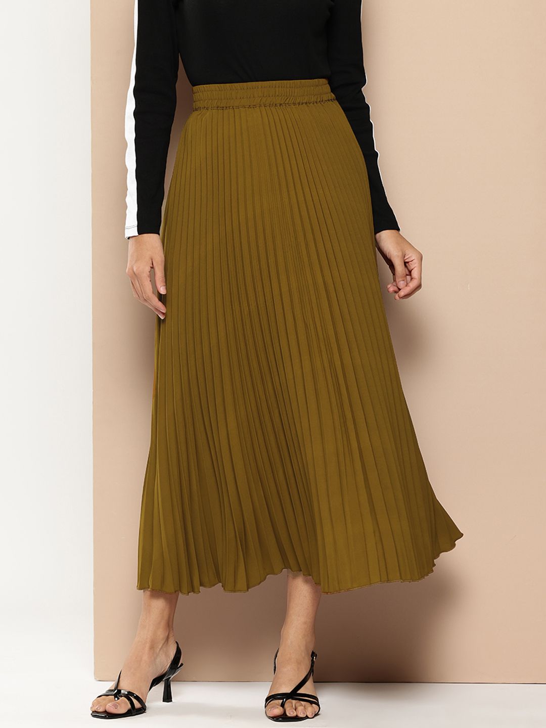 Buy Chemistry Accordion Pleats Maxi Flared Skirt - Skirts for