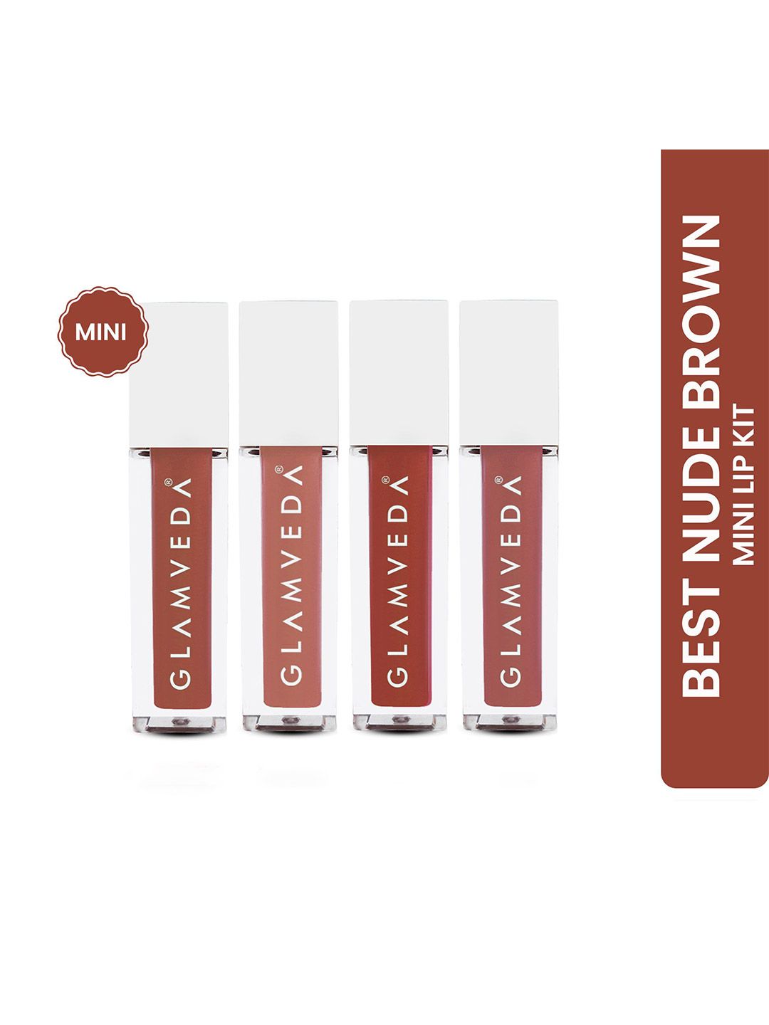 GLAMVEDA Set Of 4 Matte Liquid Lipstick-1.2ml Each-Passion-Hazelnut-Cappuccino-Spicy Peach